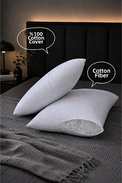 lovenel Bead Fiber Pillow 1000 kg 2 Pieces 50X70 cm Cotton Cover White 100% H...