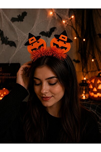 PARTİPORT Coroană de Halloween cu dovleac, coroană portocalie pentru petrecere