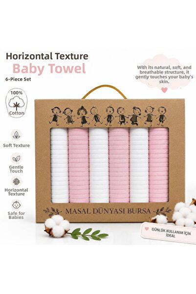 Masal Dünyası Bursa Horizontal Textured 7-Piece Baby Wipes Set 100% Cotton | ...