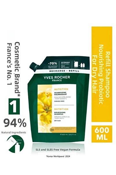 Yves Rocher Dry Hair Vegan Salt-Free Sls Sles-Free Nourishing Prebiotic Refil...