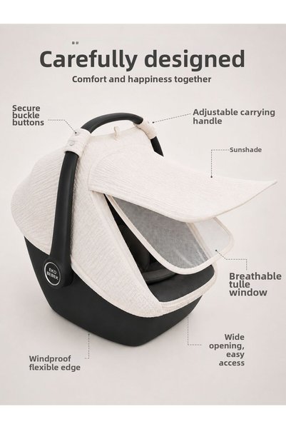 Zümra Baby 100% Organic Cotton Muslin Stroller Cover with Fly Screen