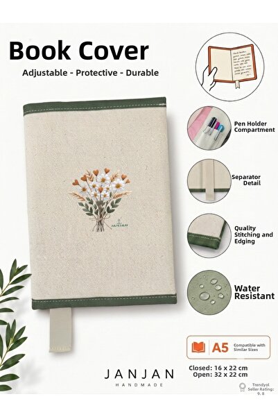JANJAN Natural Fabric Book Cover,Washable Book Cover,Book Protector,32X22 cm ...