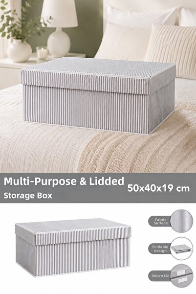 Meleni Home Multi-Purpose Storage Box Organizer Base with Lid 50 X 40 X 19 cm