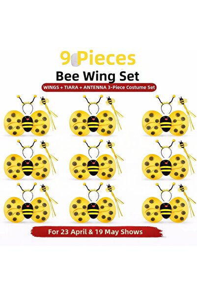EASERA TİCARET 9-Piece Bee Costume Set – Wing, Crown, Wand