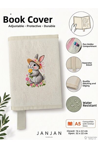 JANJAN Natural Fabric Book Cover,Washable Book Cover,Book Protector,32X22 cm ...