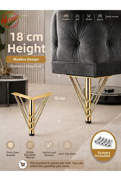 HETicaret Picior de mobilier modern, 18 cm, din metal, pentru mobilier, dulap...