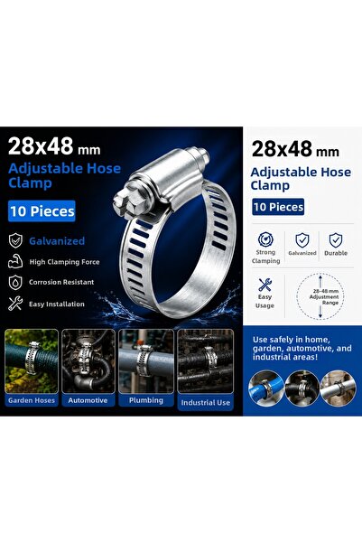 BRATİ HAND TOOLS مشبك خرطوم قابل للتعديل، مشبك معدني للأنابيب المجلفنة مقاس 2...