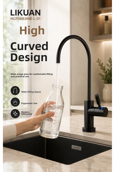 LİKUAN hardware Ncps883Cp-L Chrome Purifier Faucet with Led Indicator Premium Ro Faucet