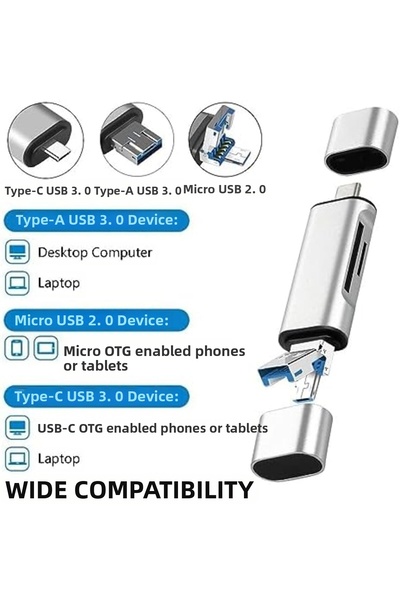 Yıldızan Tamgün 4858 Type C USB Card Reader Micro Sd Card Reader Converter Ad...