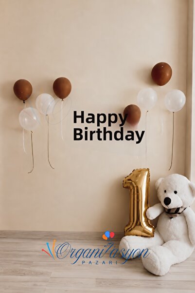Organizasyon Pazarı 1 Year Old Birthday Concept Gold Number Balloon Set Metal...