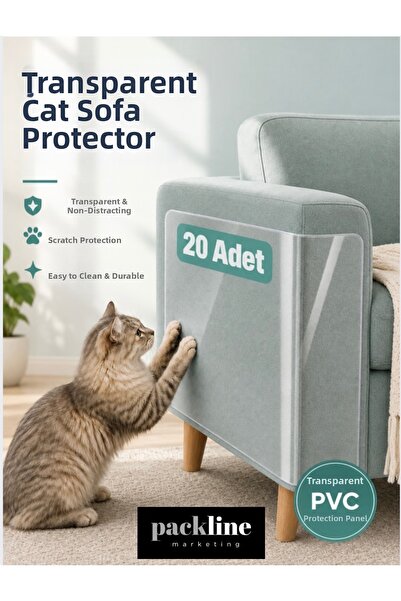 Packline Marketing 20 Pcs Cat Seat Scratch Protector Transparent Adhesive Fur...