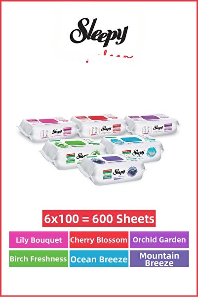 Sleepy Easy Clean Surface Cleaning Towel Wipes Nature & Flower Series 6X100 M...