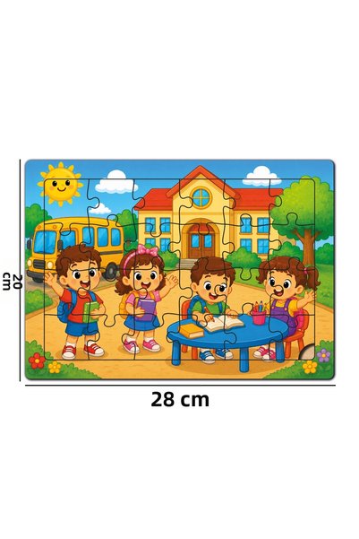 minİQ toys A Day at School Wooden Puzzle (24 Pieces)