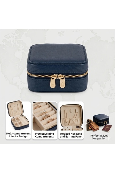 Dorvina Jewelry Box Organizer Travel Case Necklace Ring Earring Organizer Lea...