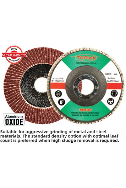 Tomax Flap Disc Sanding 180 X 60 Grit (5 Pieces)