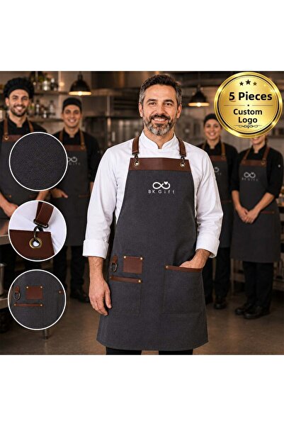 Bk Gift Customized for Your Logo: 5 Pieces of New York Model Aprons in Anthra...