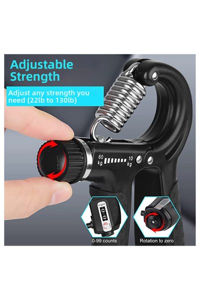 AR-AY Adjustable Hand Spring Bar 5-60 kg Hand Grip Strengthener with Digital Counter