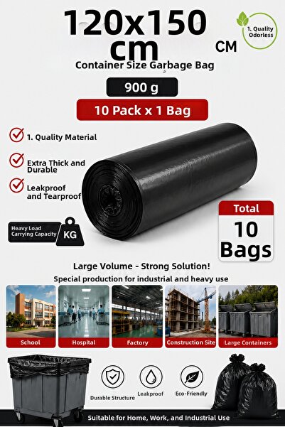 New City أكياس قمامة مقاس 120×150 سم، سعة 240 لتر، 10 قطع، أكياس قمامة صناعية...