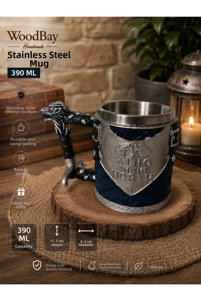 WoodBay كوب فولاذي بسعة 390 مل من Game of Thrones King in the North – كوب من ...