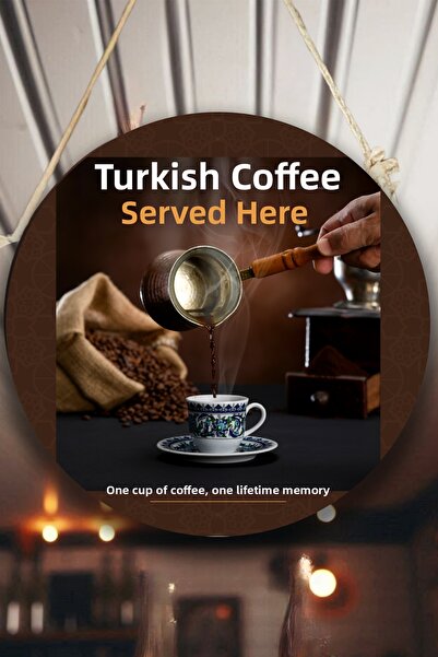 SHELİFE Turkish Coffee Welcome Sign for Wall, Door, Double Sided Hanging Boar...