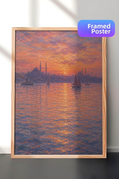Zestia Monet Inspired Golden Horn of Istanbul Wall Art, Impressionist Landsca...