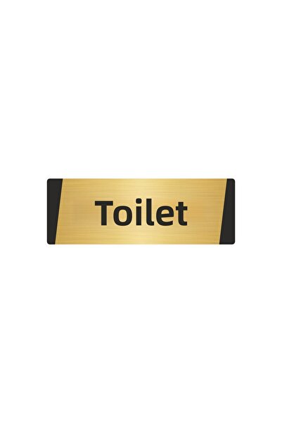 Özarslan Dizayn Toilet Metal Warning Sign 7X20 cm Gold Color