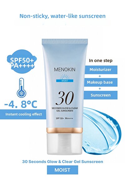 Menokin Moisturizing Gel-To-Water Sunscreen 30 Seconds Glow & Clear Gel Sunsc...