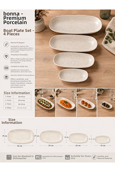 Bonnami Bonna 4-Piece Kayak Plate Set – Natural and Functional Elegance
