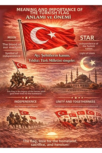 TELLGRAF لوحة علم تركيا المباركة (مقاسها 25×35 سم)