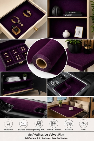 RİMAFOL Purple Velvet Self-Adhesive Covering Foil 152 cm X 1 Meter