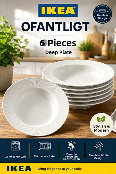 IKEA أكدينيز أوفانتليت 6 قطع أطباق طعام بسيطة وأنيقة وعصرية