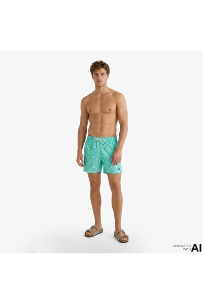 ARENA Water Prints Beach Men's Green Swim Shorts