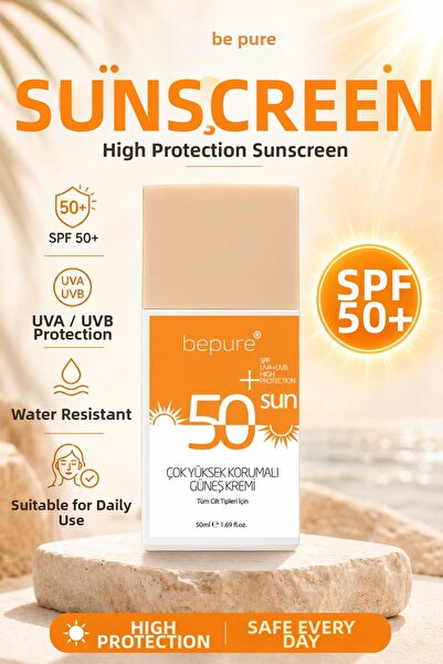 Bepure 50 SPF Hyaluronic Acid Supported Sunscreen - Tone Equalizer, Anti-Blem...