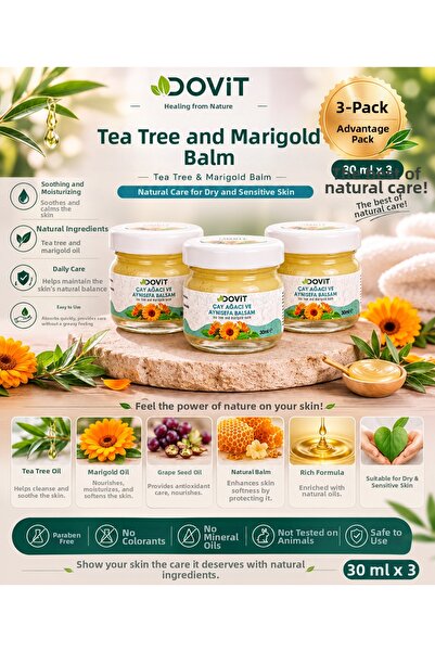 Dovit Tea Tree and Calendula Balm 30 ml X 3 |   Intensive Moisturizing Care f...