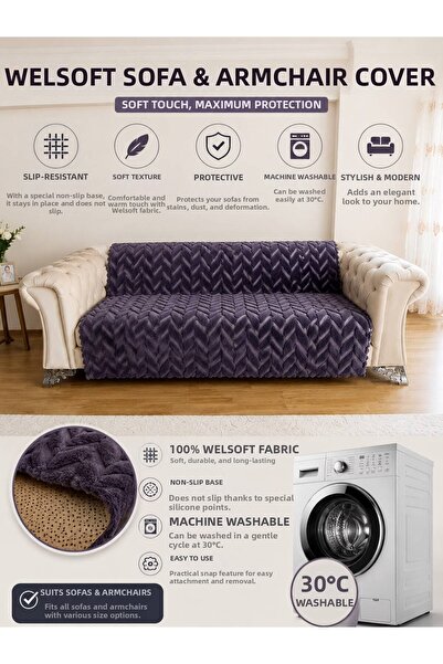 New Cotton Home Welsoft Sofa Cover 170X210 Cm, Non-Slip Base, Ultra Soft, Sof...