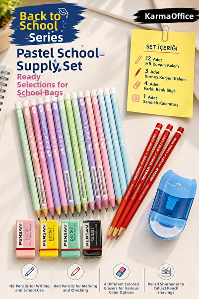 Faber Castell Faber-Castell Pastel Starter Stationery Set 12 Hb Pencils 3 Red...