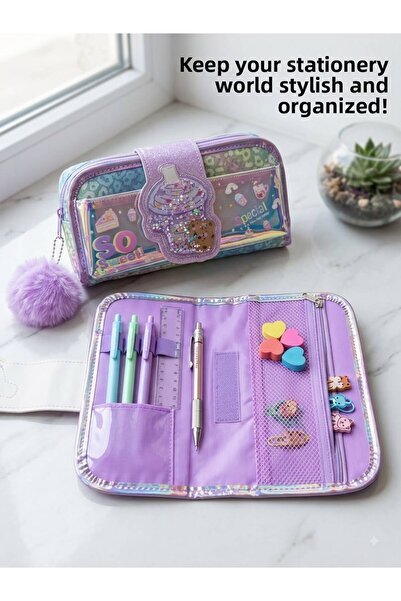 tüftürük Multifunctional Large Compartment Pencil Case Colorful