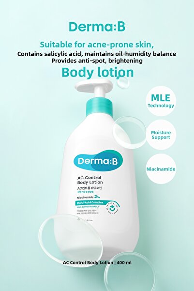 Derma B Anti-Blemish Brightening Body Lotion for Acne-Prone Skin Derma:B Ac C...