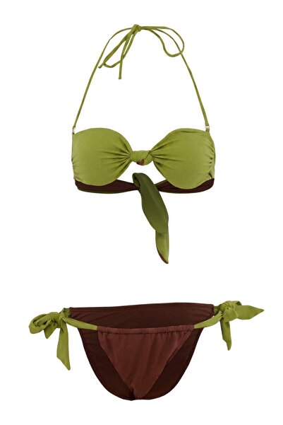 Trendyol Collection Set de bikini cu talie joasă, fără bretele, cu blocuri de...