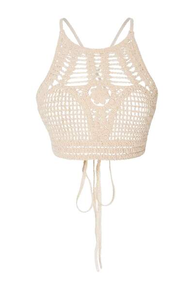Trendyol Collection Bluză de plajă ajurată bej TBESS26BZ00021