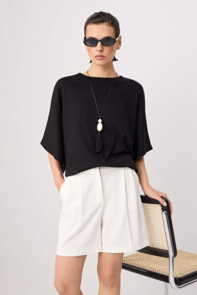 Trendyol Collection Black Oversize/Wide Fit Low Sleeve Short Sleeve Soft Touc...