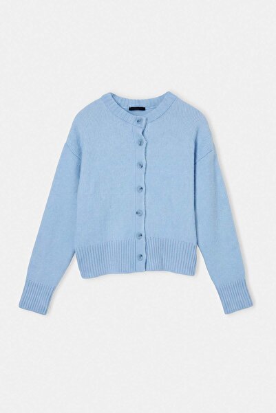 Trendyol Collection Wardrobe Essentials Blue Wool Crew Neck Basic Knitwear Ca...