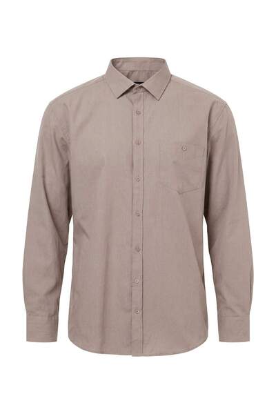 Trendyol Collection قميص رجالي بيج عادي مقاس كبير TMNAW27AX00006