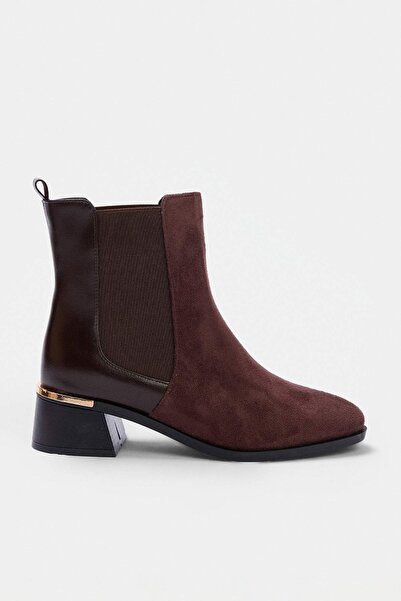 TRENDYOL SHOES Brown Suede Women's Chealsea Boots Takaw27Bo00008