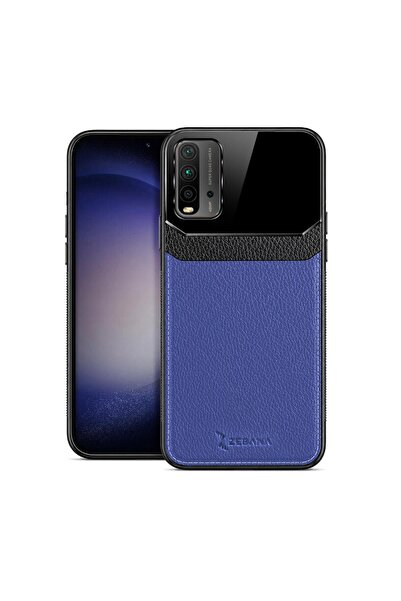 Zebana Xiaomi Redmi 9T Uyumlu Kılıf Lens Deri Kılıf Lacivert