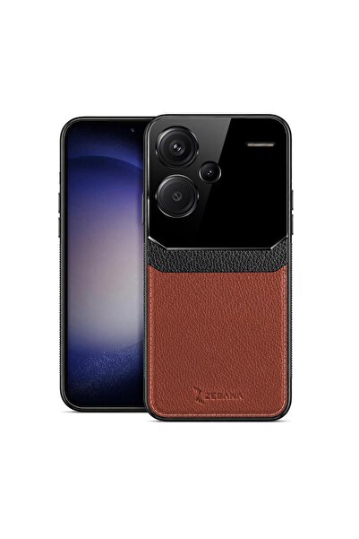 Zebana Xiaomi Redmi Note 13 Pro Plus 5G Uyumlu Kılıf Lens Deri Kılıf Kahverengi