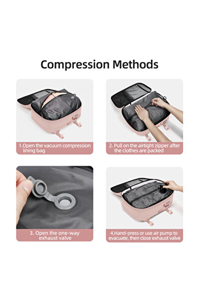 MOGODA Rucsac de călătorie cu compresie prin vid 42x30x20cm Laptop 16 inch Impermeabil Antifurt TSA USB Pompă roz