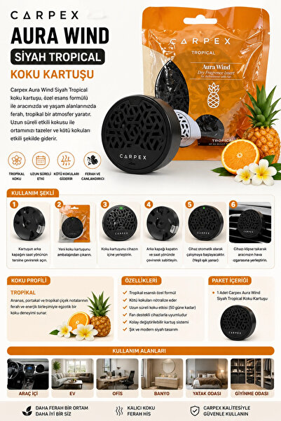 Carpex Aura Wind Siyah Tropical Koku Kartuşu