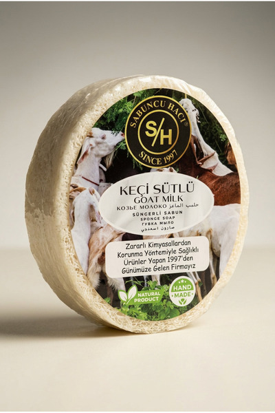 Sabuncu Hacı Goat Milk Extract (Helps Repair Sunken and Strawberry Legs) Natural Sponge Soap 140-150 Gr