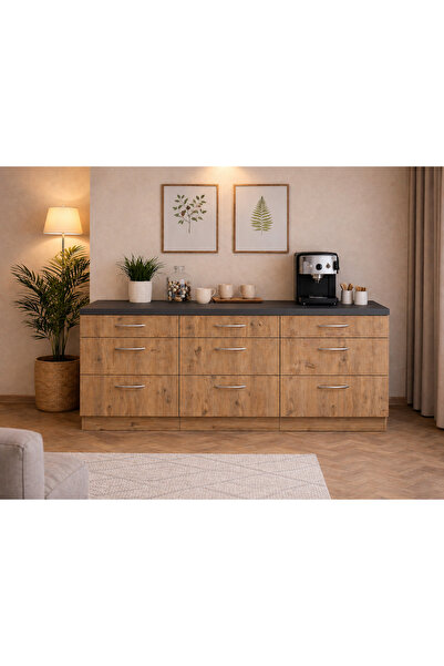 Tdesigno Sia 9 Çekmeceli Mutfak Alt Modül-Çok Amaçlı Dolap-Kiler Dolabı 180 C...